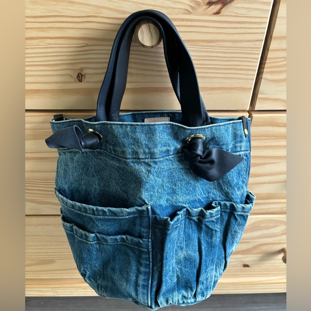 Clare V. Washed denim handbag